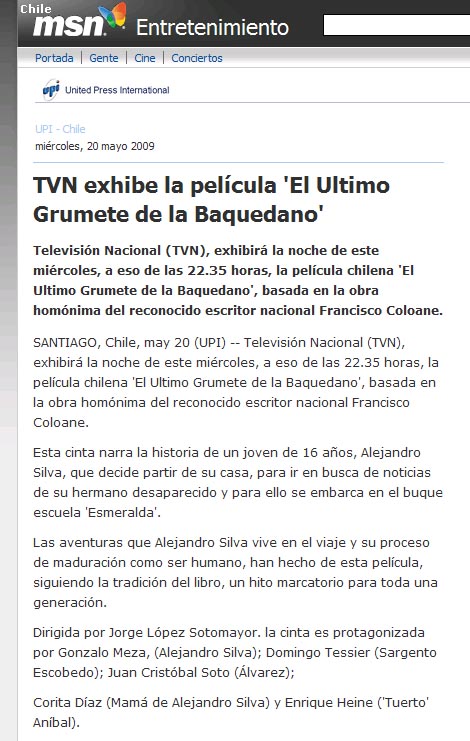 El ultimo grumete movie